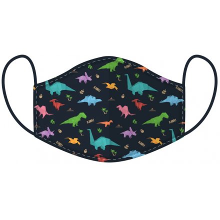 Keep yourself and others safe with this colourful dinosaur graphic face covering for kids.