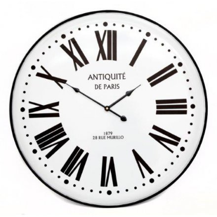 White Metal Clock 61.5cm