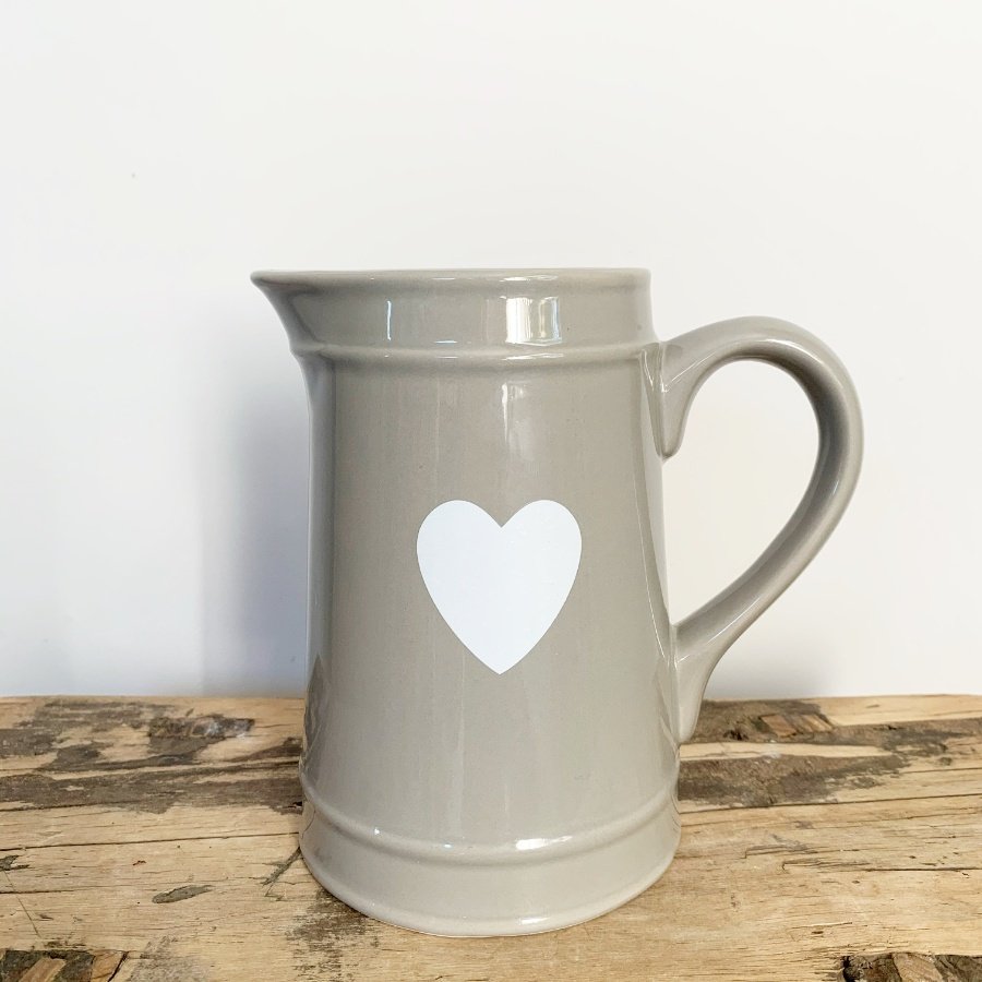Grey Jug Heart Design 50990 Homeware / Jugs & Vases Gainsborough
