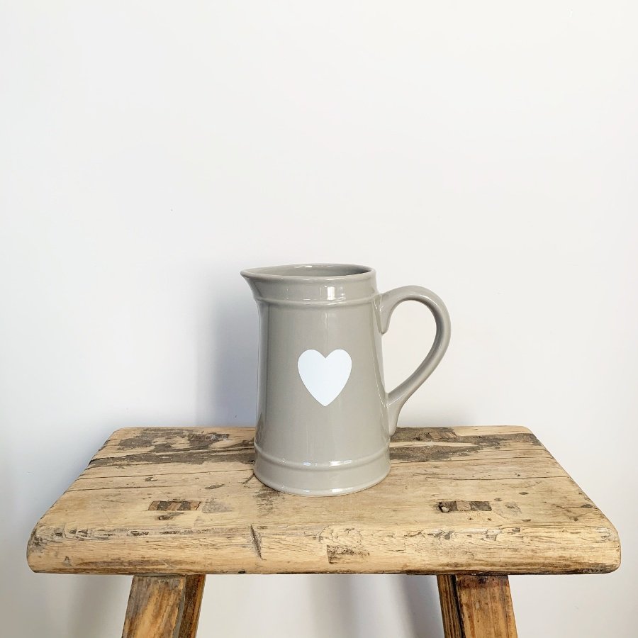 Heart Design Jug, Grey 50990 Interior Decor / Jugs & Vases Rosefields