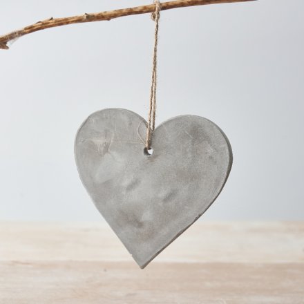 Cement Heart Decoration, 11cm