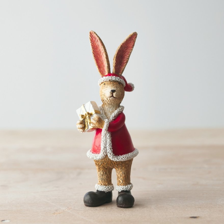 Jasper Rabbit Santa Gift, 15cm