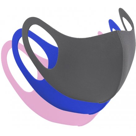 Keep yourself and others safe with this assortment of face coverings in grey, blue and pink colours.