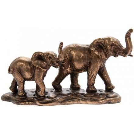 Bronzed Elephant & Calf, 13cm