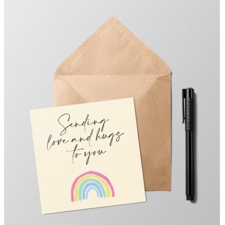 Send a lovely message to a friend or loved one with this attractive, hand drawn rainbow card.