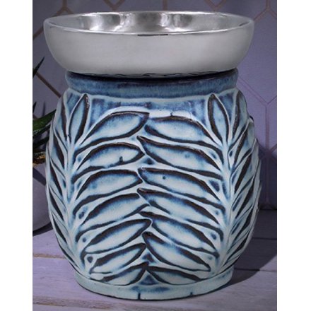 White & Blue Leaf Ceramic Oil Burner