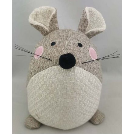 Neutral Fabric Mouse Doorstop 