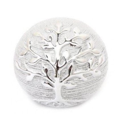 Silver Tree Ornamental Ball, 10cm 
