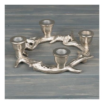 Silver Antler Candle Display, 25cm 