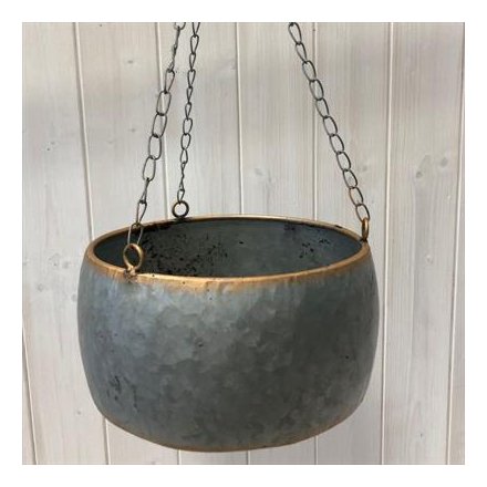 Hammered Metal Hanging Basket, 50cm 