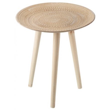 Natural Wooden Pattern Table, 42cm 