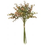 A large artificial spray of Eucalyptus Leaves with subtle burnt orange hint to it 