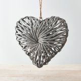 A rustic living rattan heart wreath with a grey washed finish and stylish jute string hanger.