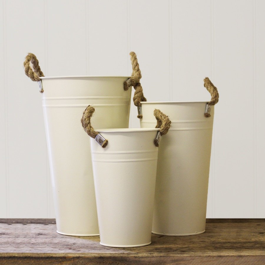 Cream Flower Bucket, 30cm 51227 Interior Decor / Jugs & Vases