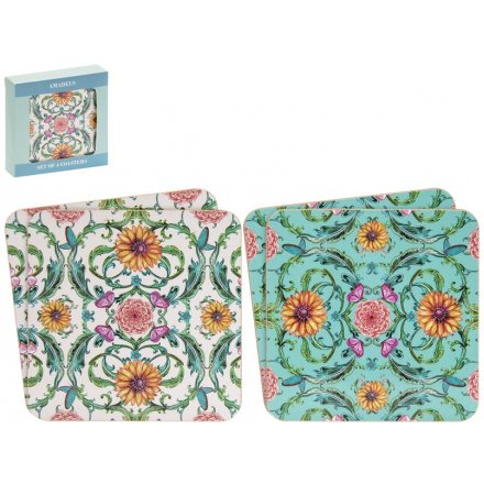 Sunflower and Vines Set of Coasters 