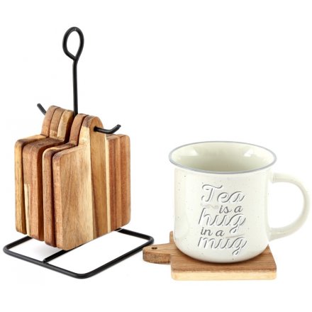 Hanging Wooden Set of 6 Coasters 