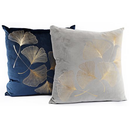 Grey & Navy Lotus Leaf Cushions, 45cm 