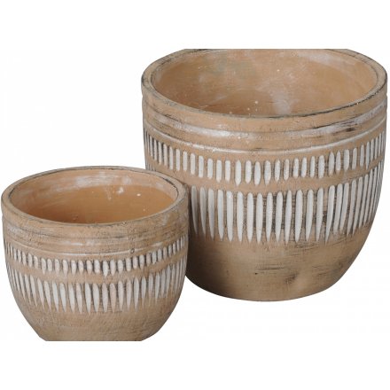 Rustic Patterned Planter S/2