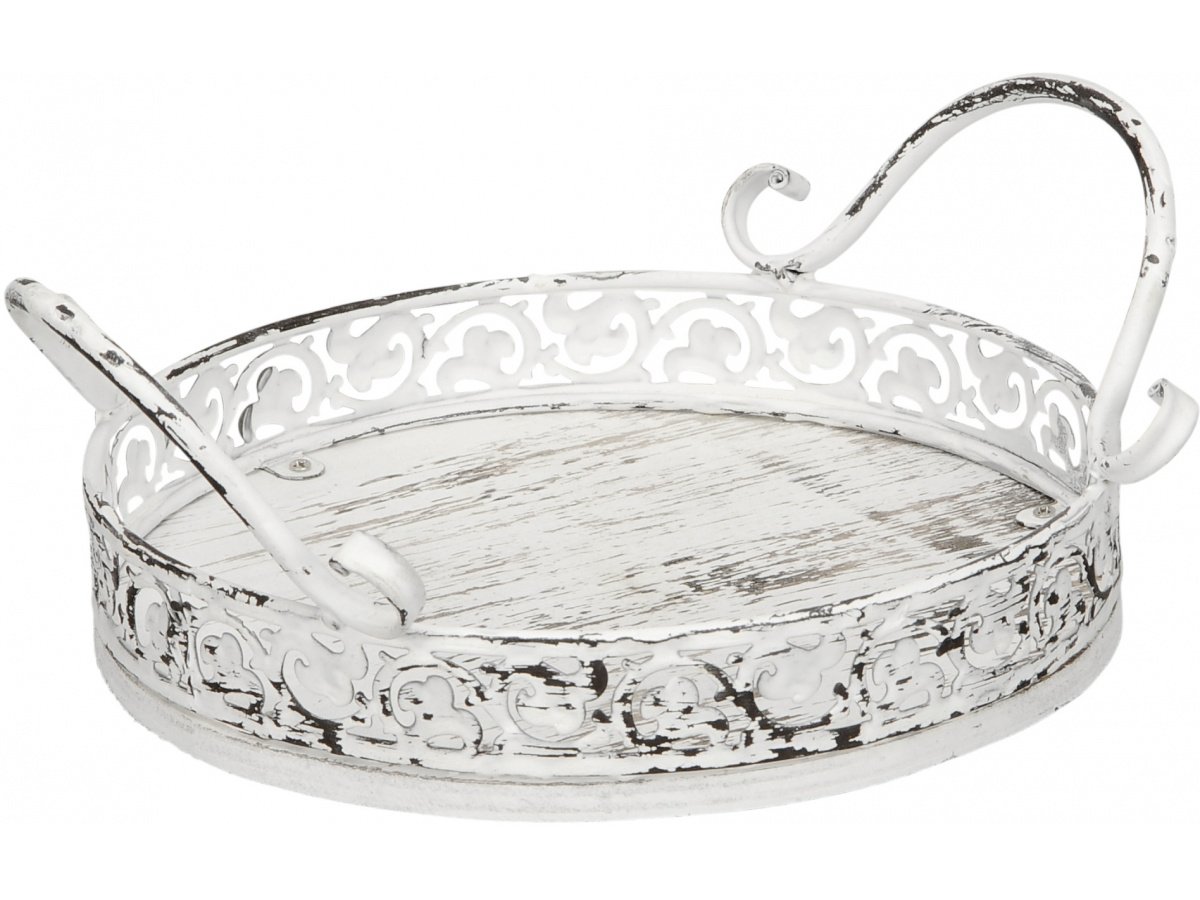 White Metal Tray 51312 Homeware / Storage Gainsborough Giftware Ltd