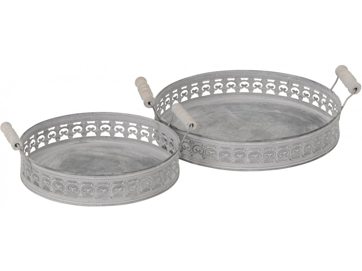 Round Metal Trays S/2 51317 Kitchen & Dining / Trays, Coasters