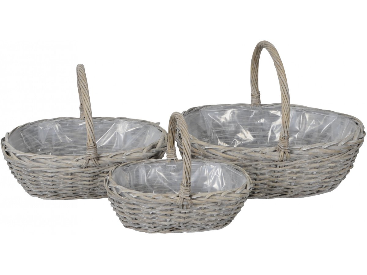 Set of 3 Woven Basket Planters 51337 Outdoor Living / Planters