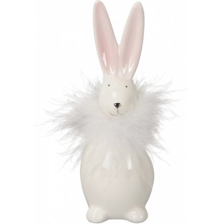 Standing Rabbit With Feathers, 18.5cm