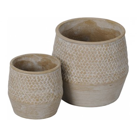 Patterned Natural Vase, Set of 2