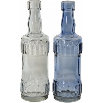 Glass Bottle Mix, Blue 17cm