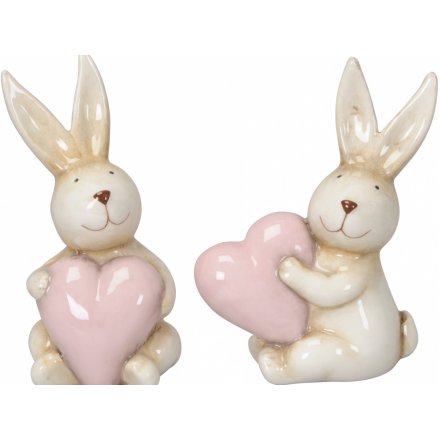 Bunnies With Pink Hearts