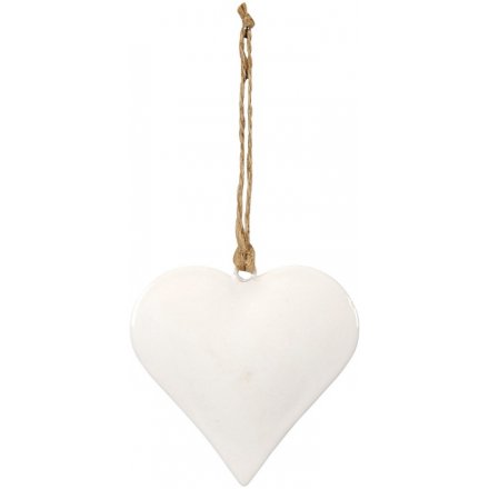 White Hanging Heart, 10cm