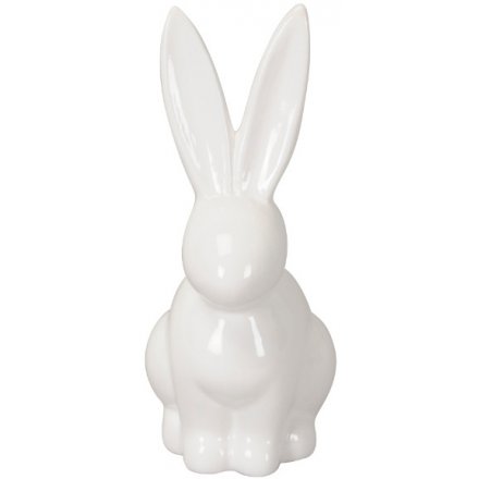 White Ceramic Bunny, 13cm