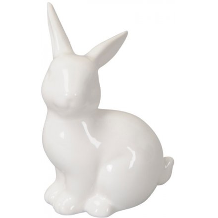 White Ceramic Bunny, 10cm