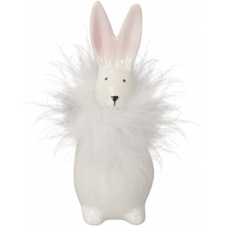 Standing Rabbit With Feathers, 13cm