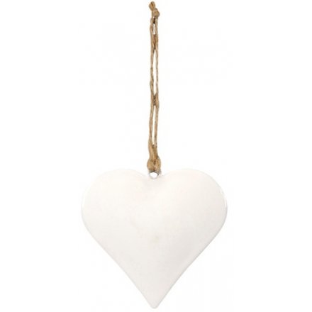 White Hanging Heart, 6.5cm