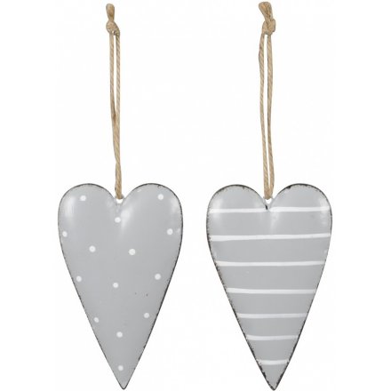 7cm Grey Hanging Heart, 2a