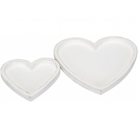 Wooden Heart Tray, Set of 2