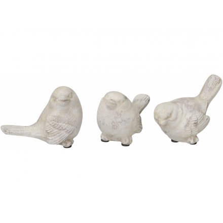 White Washed Bird Ornaments, 3a