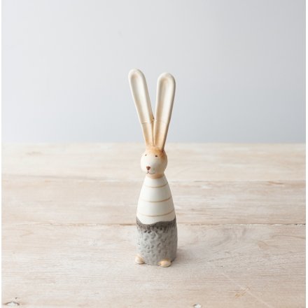 A beautifully crafted ceramic bunny ornament in chic grey and cream colours. Complete with tall ears and a rustic finish