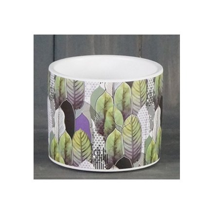 Geometric Leaf Print Pot, 10cm 