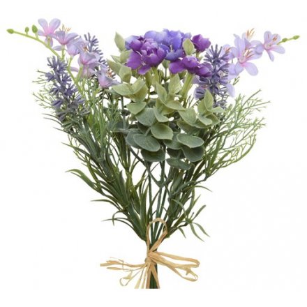 Artificial Flower Bunch, Purple Mix 31cm