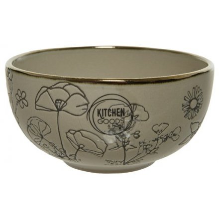 Stoneware Bowl With Floral Print, 11.5cm 