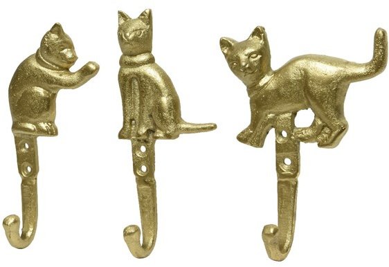 Gold Cat Hooks, Cat | 51626 | Homeware / Furniture / Display Units ...