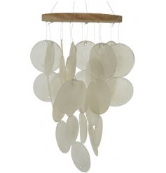 A stunning Capiz shell windchime with wooden frame. On trend and a must have for the home or garden. 