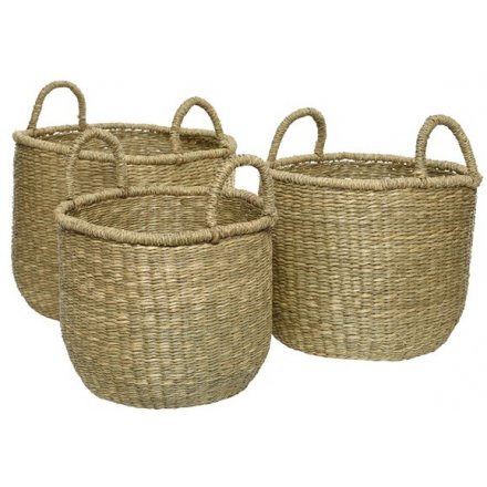 Natural Seagrass Baskets, Set 3