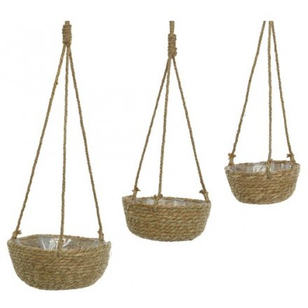 Sea Grass Hanging Baskets, Set of 3 