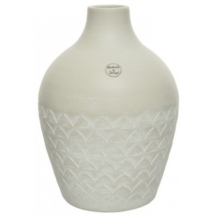White Terracotta Vase, 35cm