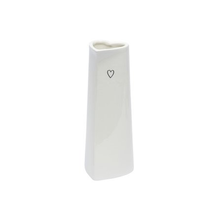 White Ceramic Heart Vase, 22cm 