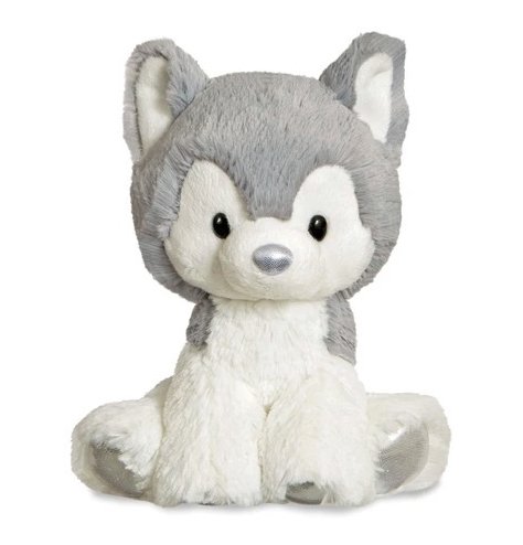 Charming soft toy husky with silver touches.