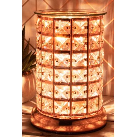 Amber Crystal Rose Gold Aroma Lamp 
