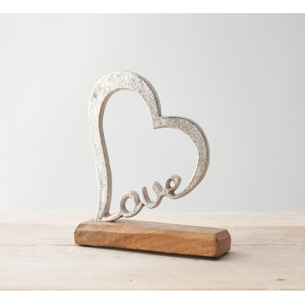 Love Heart Ornament On Block, 20.5cm 
